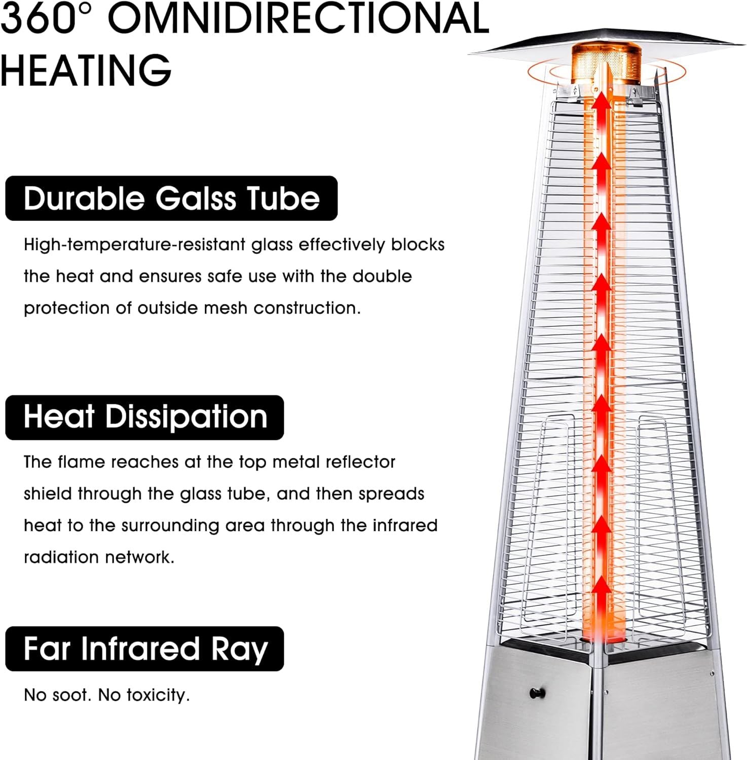LEGACY HEATING Delta X5 Pyramid Patio Heater, 40,000BTU Outdoor Patio Heater Doba
